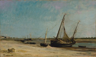 Veneitä meren rannalla Étaplesissa tekijältä Charles Francois Daubigny
