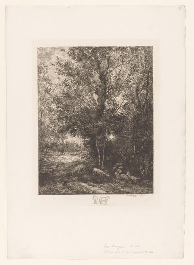 Metsä lepäävien vuohipaimenten kanssa Le berger et la bergere tekijältä Charles Francois Daubigny