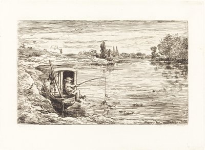 Cabin Boy Fishing (Le Mousse a la peche) tekijältä Charles Francois Daubigny