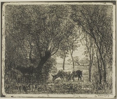 Lehmät metsässä tekijältä Charles Francois Daubigny