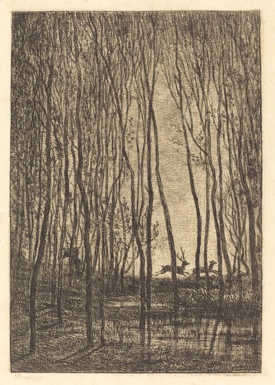 Hirvi metsässä tekijältä Charles Francois Daubigny