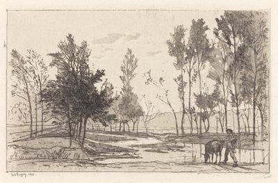Aasi kastelupaikalla tekijältä Charles Francois Daubigny