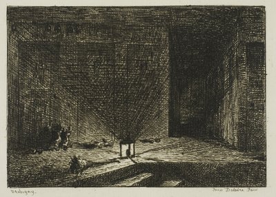 Majatalon sisustus (majatalon käytävä) tekijältä Charles Francois Daubigny