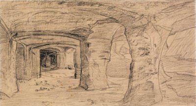 Kallioholvit Auvers-sur-Oisen louhoksessa. tekijältä Charles Francois Daubigny