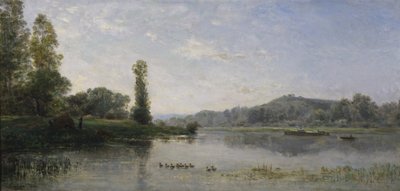 Maisema joen kanssa, 1860 tekijältä Charles Francois Daubigny
