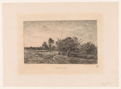 Maisema omenapuilla Pommiers ja Auvers. (otsikko esineessä) tekijältä Charles Francois Daubigny