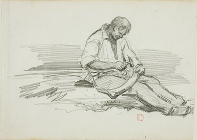 Mies korjaa viikate tekijältä Charles Francois Daubigny