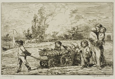 Muutto vaunuun (veneen sisustus) tekijältä Charles Francois Daubigny