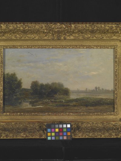 On The Oise (öljy puulle) tekijältä Charles Francois Daubigny