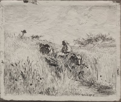 Path Through the Grain Field, alkuperäinen jäljennös 1862, painettu 1921. tekijältä Charles Francois Daubigny