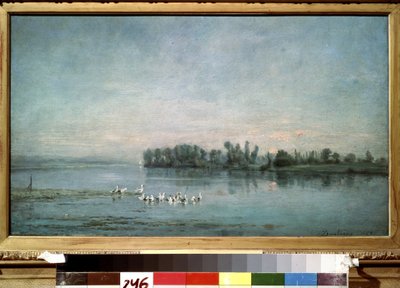 ""Early Morning"" (aamu) maalaus Charles-Francois (Charles Francois) Daubigny (1817-1878) 1858 Pushkin-museo, Moskova tekijältä Charles Francois Daubigny