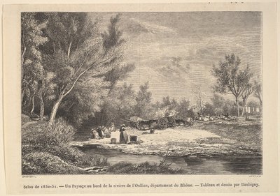 Salonki 1850-51. Maisema Oullins-joen varrella, 1850-51. tekijältä Charles Francois Daubigny