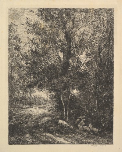 Paimen ja paimentar, 1874. tekijältä Charles Francois Daubigny