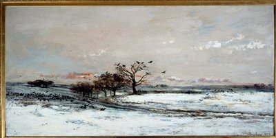 Luminen maisema laskevassa auringossa. Charles Francois Daubignyn (1817-1878) maalaus tekijältä Charles Francois Daubigny