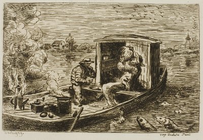 Nieleminen (ateria veneessä) tekijältä Charles Francois Daubigny