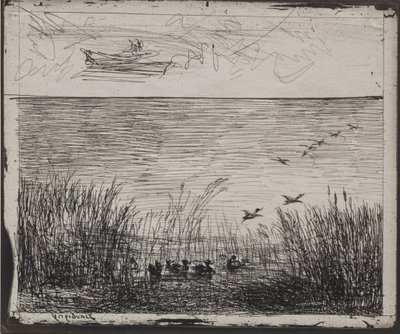 Suo ankkojen kanssa, alkuperäinen jäljennös 1862, painettu 1921. tekijältä Charles Francois Daubigny