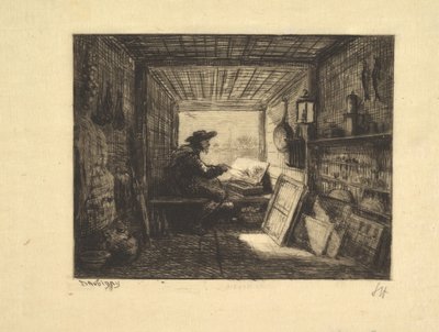 The Boat Studio, sarjasta Voyage en Bateau, 1862, 1861. tekijältä Charles Francois Daubigny
