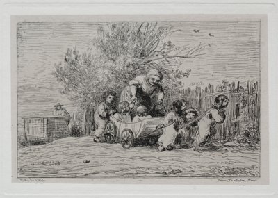 Veneretki: Kärryjen perintö (lapset kärryn kanssa) tekijältä Charles Francois Daubigny