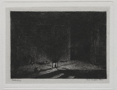 Veneretki: Majatalon sisätilat (majatalon käytävä) tekijältä Charles Francois Daubigny