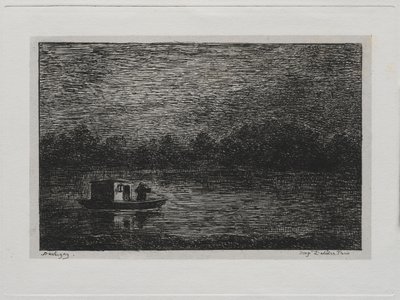 The Boat Trip: Night Voyage tai Net Fishing toinen versio, 1861. tekijältä Charles Francois Daubigny