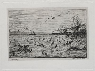 Veneretki: Kalojen iloitseminen mökkipoika The Fishin lähdön yhteydessä, 1861. tekijältä Charles Francois Daubigny