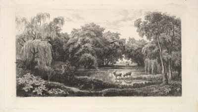 Deer Pond, 1837-78. tekijältä Charles Francois Daubigny