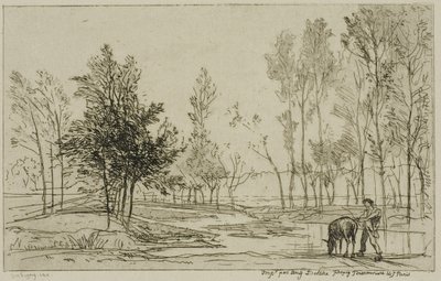 Aasi juomapaikalla tekijältä Charles Francois Daubigny