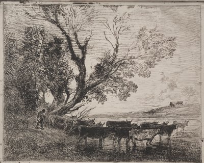 Ford, alkuperäinen jäljennös 1862, painettu 1921. tekijältä Charles Francois Daubigny