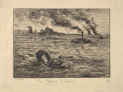 The Steam Boats, 1861. tekijältä Charles Francois Daubigny