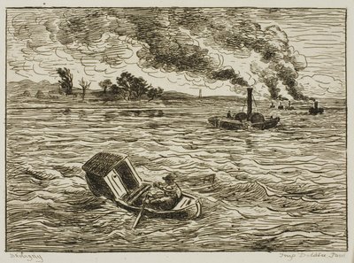 The Steamboats (Steamy Harbor) tekijältä Charles Francois Daubigny
