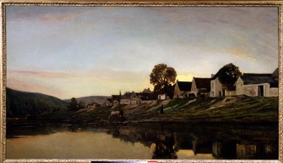 Kylä lähellä Bonnieresia Charles Francois Daubignyn (1817-1878) maalaus 1861 Yksityinen kokoelma. tekijältä Charles Francois Daubigny