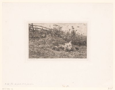 Kip laittaa kuikens Kana ja hänen poikaset tekijältä Charles François Daubigny (attributed to)
