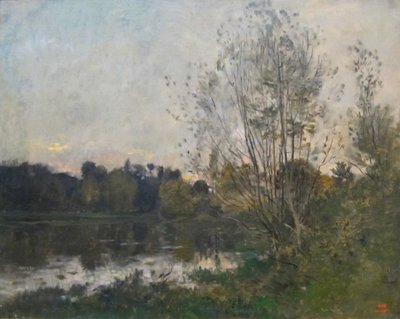 Metsäjärvi iltahämärässä tekijältä Charles Francois Daubigny