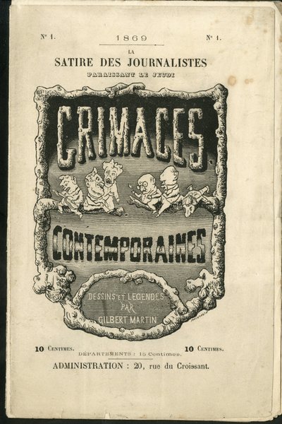 Charles Gilbert-Martinin (1839-1905) kuvitus teoksen "" Contemporary Grimaces" -kanteen. tekijältä Charles Gilbert Martin