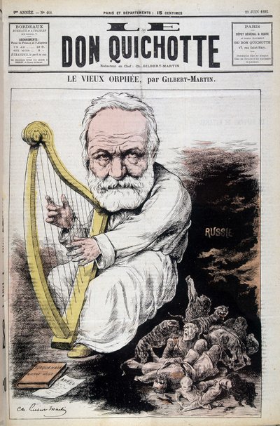 Vanha Orfeus: sarjakuva Victor Hugosta ja Venäjästä - Gilbert-Martin (Gilbert Martin), elokuvassa "" Don Quijote, 23.6.1882 tekijältä Charles Gilbert Martin