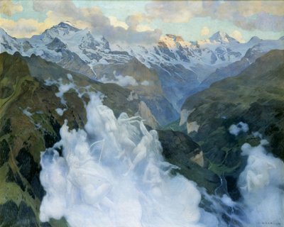 Pilvien Lauterbrunnen-laakso, 1901. tekijältä Charles Giron