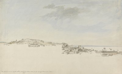 Lissabon, St. Francis da Citadelin luostarista, 1774 (wc, kynä ja muste grafiitin päällä paperilla) tekijältä Charles Gore