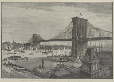 New Yorkin ja Brooklynin riippusilta Brooklyn Siden puolelta, 1800-luvun loppu tekijältä Charles Graham