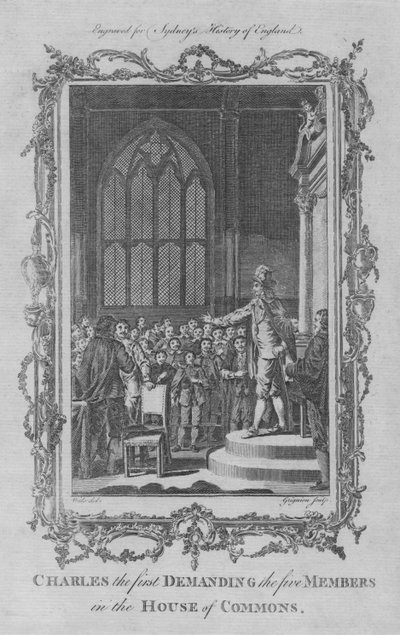 Kaarle I vaati viittä jäsentä alahuoneessa, 1773. tekijältä Charles Grignion