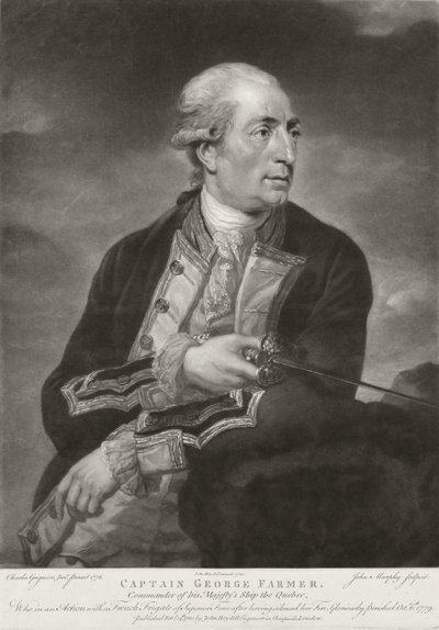Muotokuva George Farmerista (1732-79), HMS "Quebecin" kapteenista, kaivertaja John Murphy, julkaisija John Boydell (1719-1804) 1780. tekijältä Charles Grignion