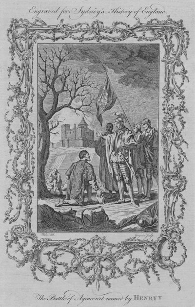 Henry V:n nimeämä Agincourtin taistelu, 1773. tekijältä Charles Grignion
