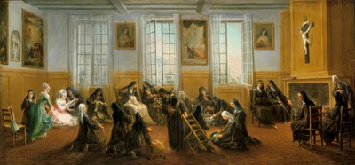 "Karmeliittinunnat lämmityssalissa", 1700-luvun puoliväli tekijältä Charles Guillot