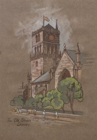 The Old Steeple, Dundee (käsinvärinen printti) tekijältä Charles Gustav Louis Phillips