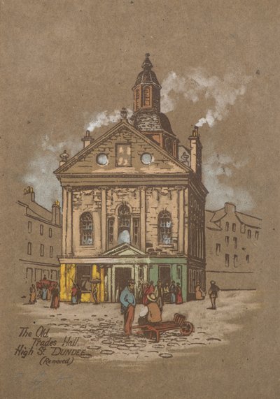 Old Trades Hall, High Street, Dundee (käsinvärinen painatus) tekijältä Charles Gustav Louis Phillips