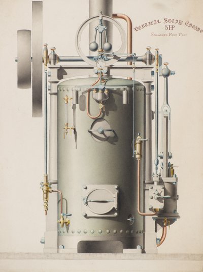 Vertical Steam Engine, 5HP (akvarelli) tekijältä Charles Gustav Louis Phillips