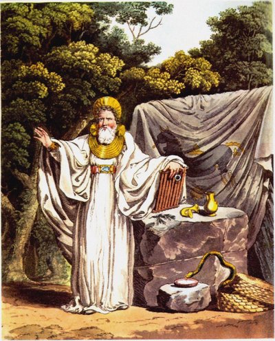 Arch-Druid täydessä tuomariasussaan brittien alkuperäisasukkaiden asusta tekijältä Charles Hamilton Smith