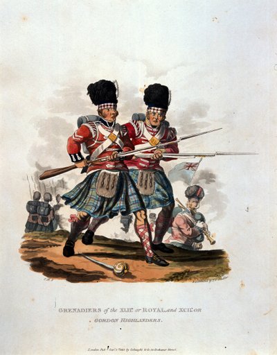 Grenadiers of the Army of the British Empire, viimeisten säännösten mukaan 1812, kaiverrettu J.C. Stadler, julkaisija Co. tekijältä Charles Hamilton Smith