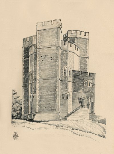 Orfordin linnan ulkopuoli, Suffolk the Battlements entisöity, 1931 tekijältä Charles Henry Bourne Quennell