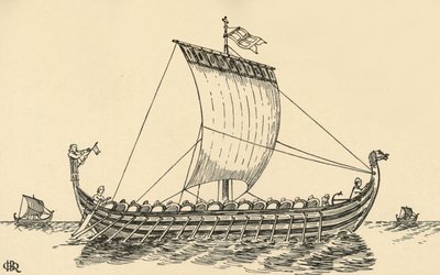 Norman Ship perustuu Bayeux Tapestry, 1931 tekijältä Charles Henry Bourne Quennell