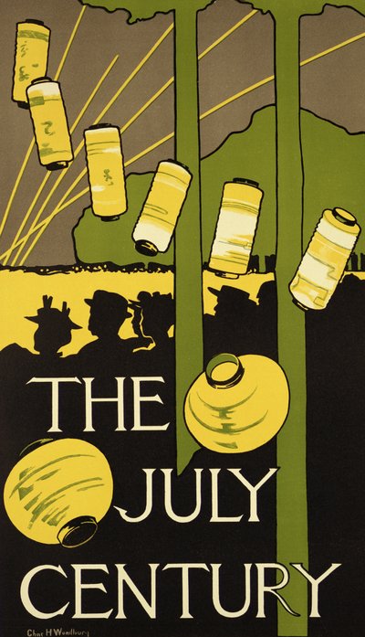 Jäljennös julisteesta, jolla mainostetaan New Yorkissa julkaistua Century Magazine -lehden heinäkuun numeroa. tekijältä Charles Herbert Woodbury